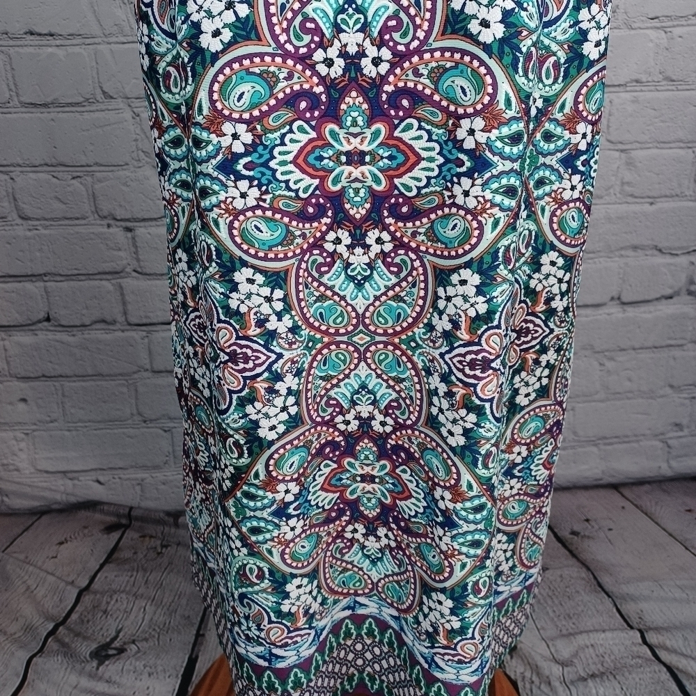Apt 9 womens sleeveless stretch knit paisley print size large popover dress b11 - Picture 7 of 9